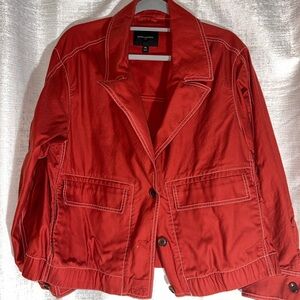 Banana Republic Women's Red Blazer with White Contrast Stitching
